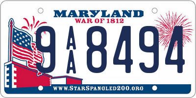 MD license plate 9AA8494
