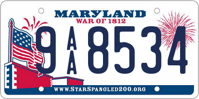 MD license plate 9AA8534