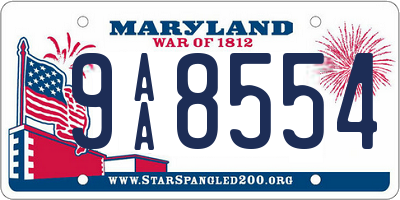 MD license plate 9AA8554