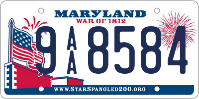 MD license plate 9AA8584