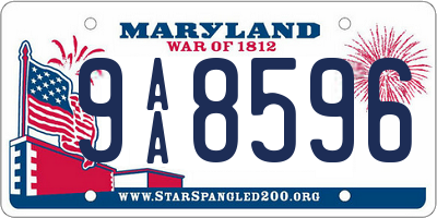 MD license plate 9AA8596