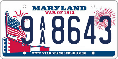 MD license plate 9AA8643