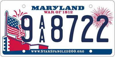 MD license plate 9AA8722