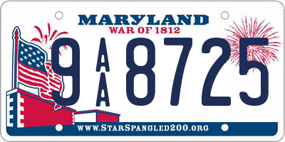 MD license plate 9AA8725