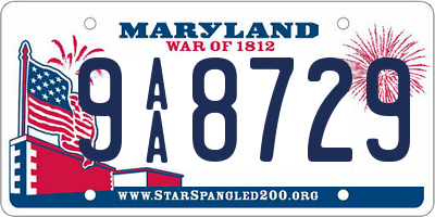 MD license plate 9AA8729