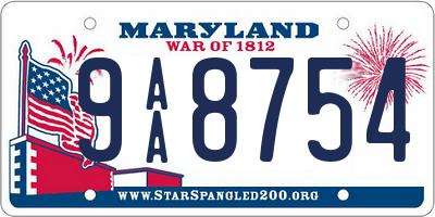 MD license plate 9AA8754