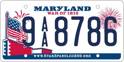 MD license plate 9AA8786
