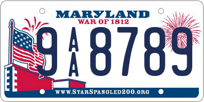 MD license plate 9AA8789
