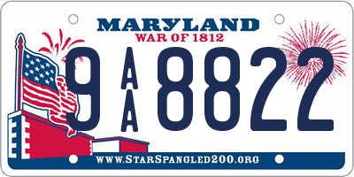 MD license plate 9AA8822