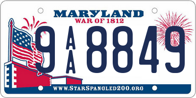 MD license plate 9AA8849