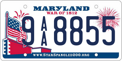 MD license plate 9AA8855