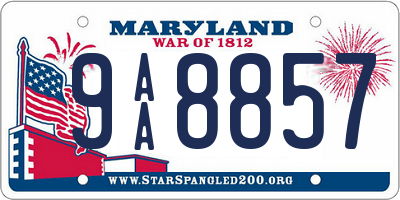MD license plate 9AA8857