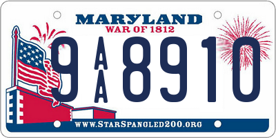MD license plate 9AA8910