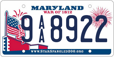 MD license plate 9AA8922