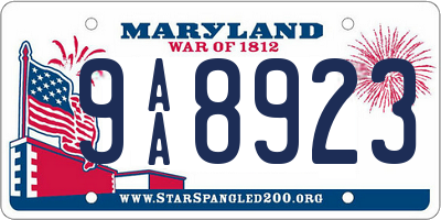 MD license plate 9AA8923