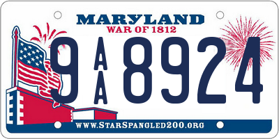 MD license plate 9AA8924