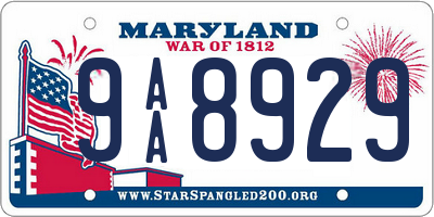 MD license plate 9AA8929