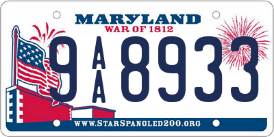 MD license plate 9AA8933