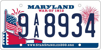 MD license plate 9AA8934