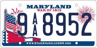 MD license plate 9AA8952