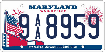 MD license plate 9AA8959