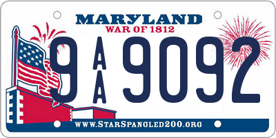 MD license plate 9AA9092