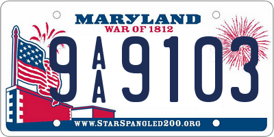 MD license plate 9AA9103