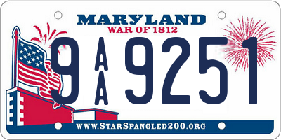 MD license plate 9AA9251