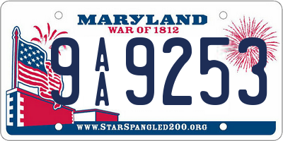 MD license plate 9AA9253