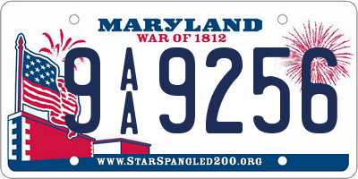 MD license plate 9AA9256
