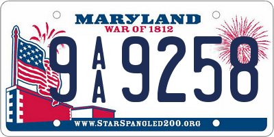 MD license plate 9AA9258