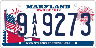 MD license plate 9AA9273