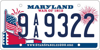 MD license plate 9AA9322