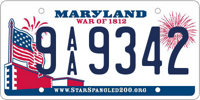 MD license plate 9AA9342