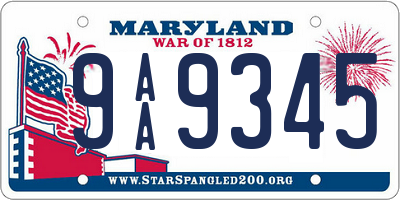 MD license plate 9AA9345