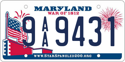 MD license plate 9AA9431