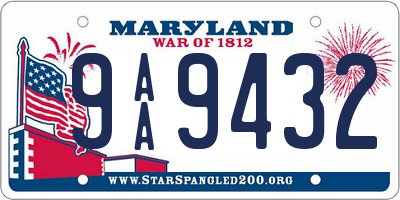 MD license plate 9AA9432