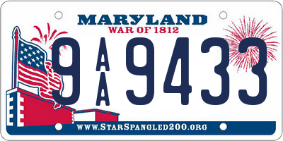 MD license plate 9AA9433