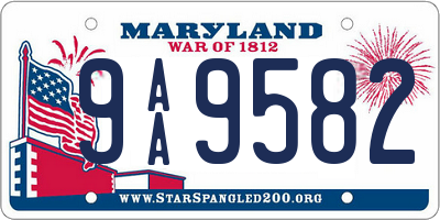 MD license plate 9AA9582