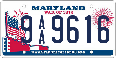 MD license plate 9AA9616
