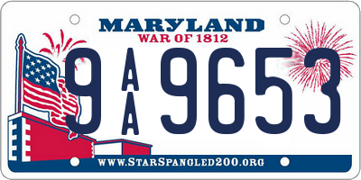 MD license plate 9AA9653