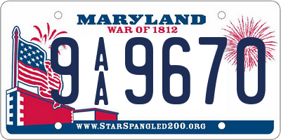 MD license plate 9AA9670