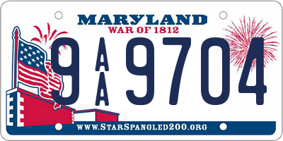 MD license plate 9AA9704
