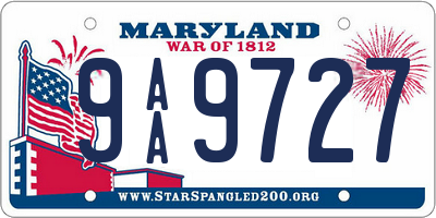 MD license plate 9AA9727