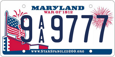 MD license plate 9AA9777