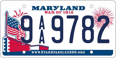 MD license plate 9AA9782
