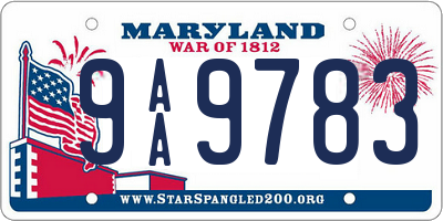 MD license plate 9AA9783