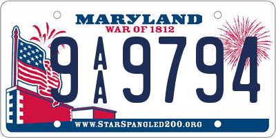 MD license plate 9AA9794