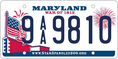MD license plate 9AA9810
