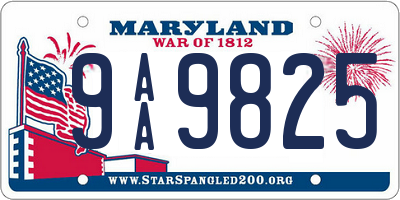 MD license plate 9AA9825